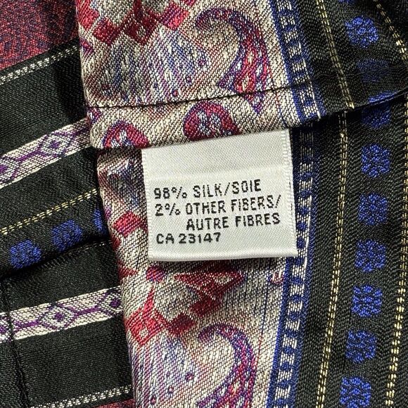 Talbots Silk Blazer Asian Inspired Womens 16W Black Pink Purple Striped Jacket - Picture 11 of 12